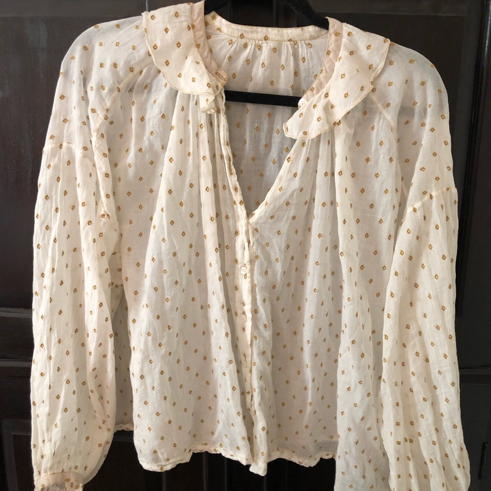 Doen Sample, white Rosebay Top with embroidery